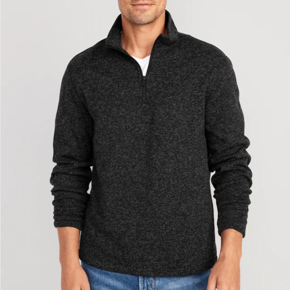 Old Navy Black Jack Sweater-Knit 1/4-Zip Pullover for Men Size Large